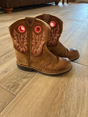 Ariat Brown Boots with Pink Logo Accent